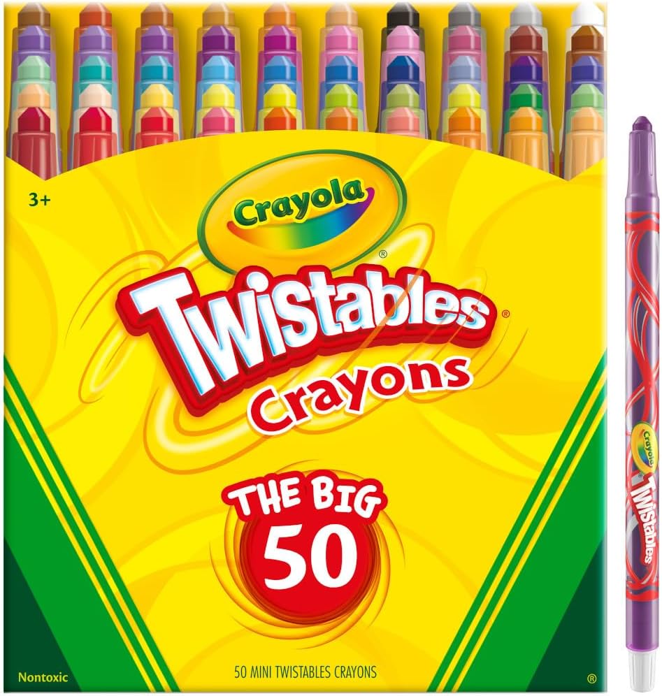 Crayola Mini Twistables Crayons for Kids (50ct), Essential Easter Basket Stuffers, No Peel Crayons for Coloring Books, Gift for Toddlers & Kids, Arts & Crafts Supplies, 3
